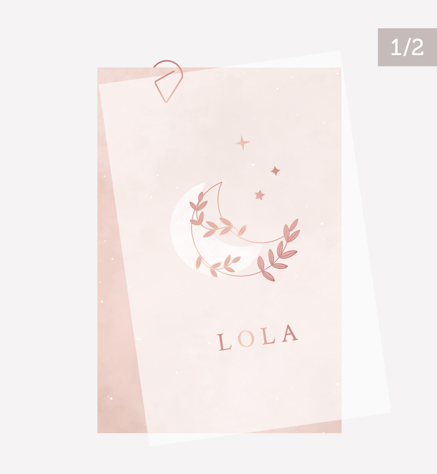 Deel 1 - kalkpapier voorkant geboortekaartje Lola met maan